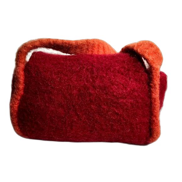 Handmade Small Wool Felted Purse in Red & Rust Could be Vintage Cute! - Picture 2 of 10